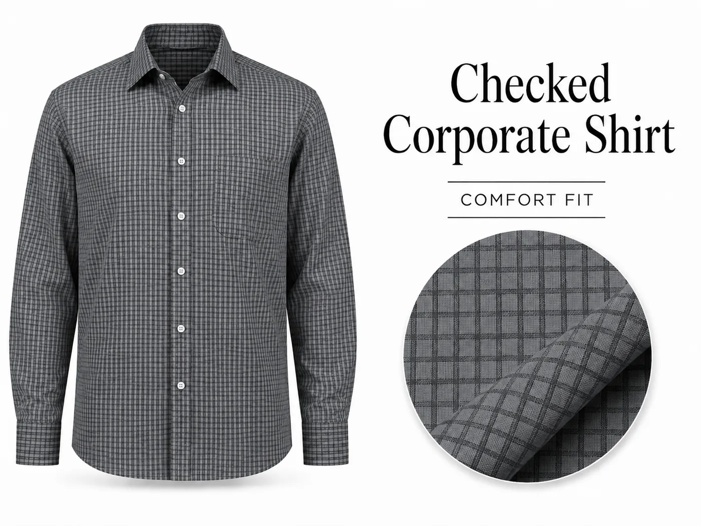 Checked corporate shirt for business casual uniforms and staff wear