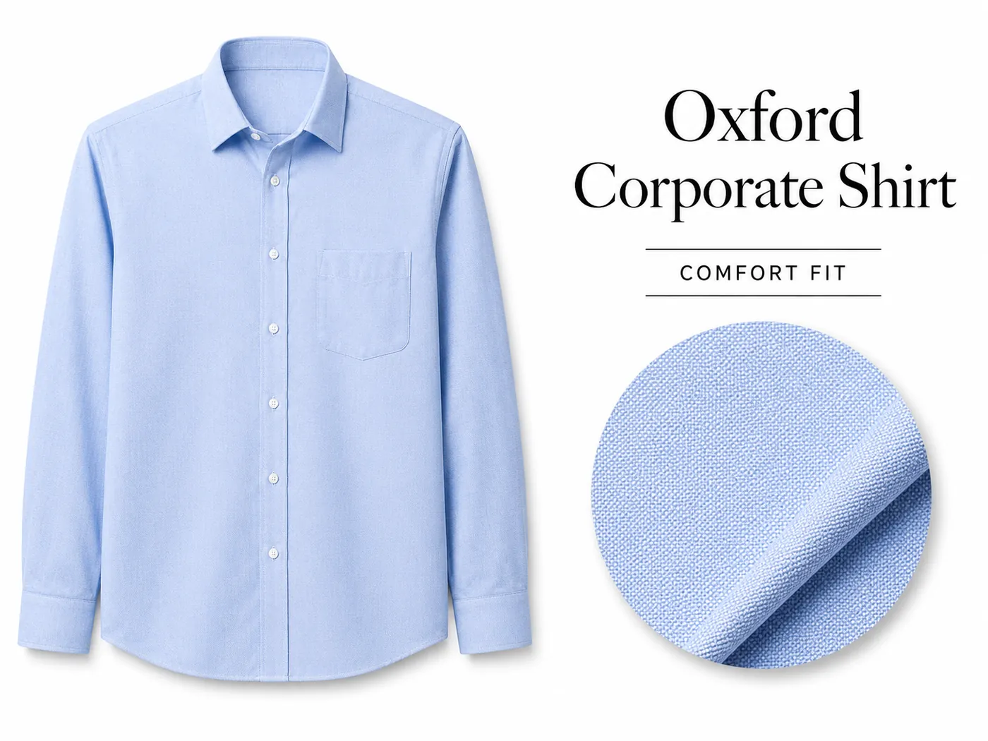 Oxford corporate shirt for formal office uniforms and branded apparel