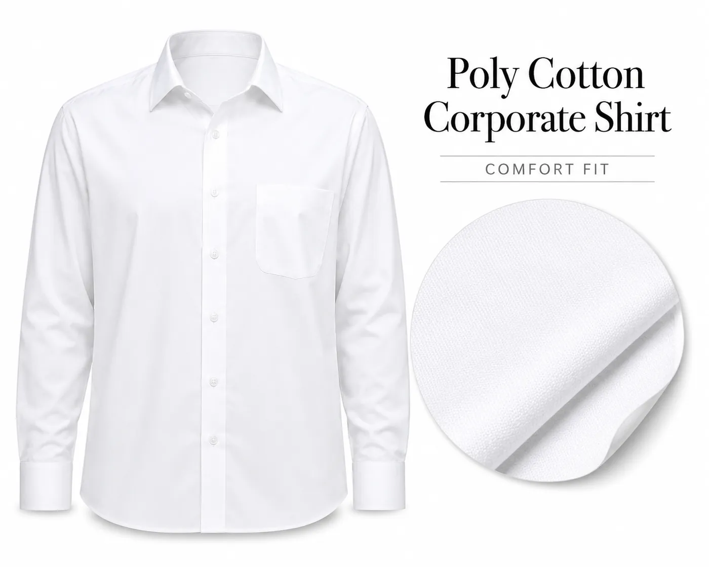 Poly-cotton corporate shirt for staff uniforms and bulk office wear