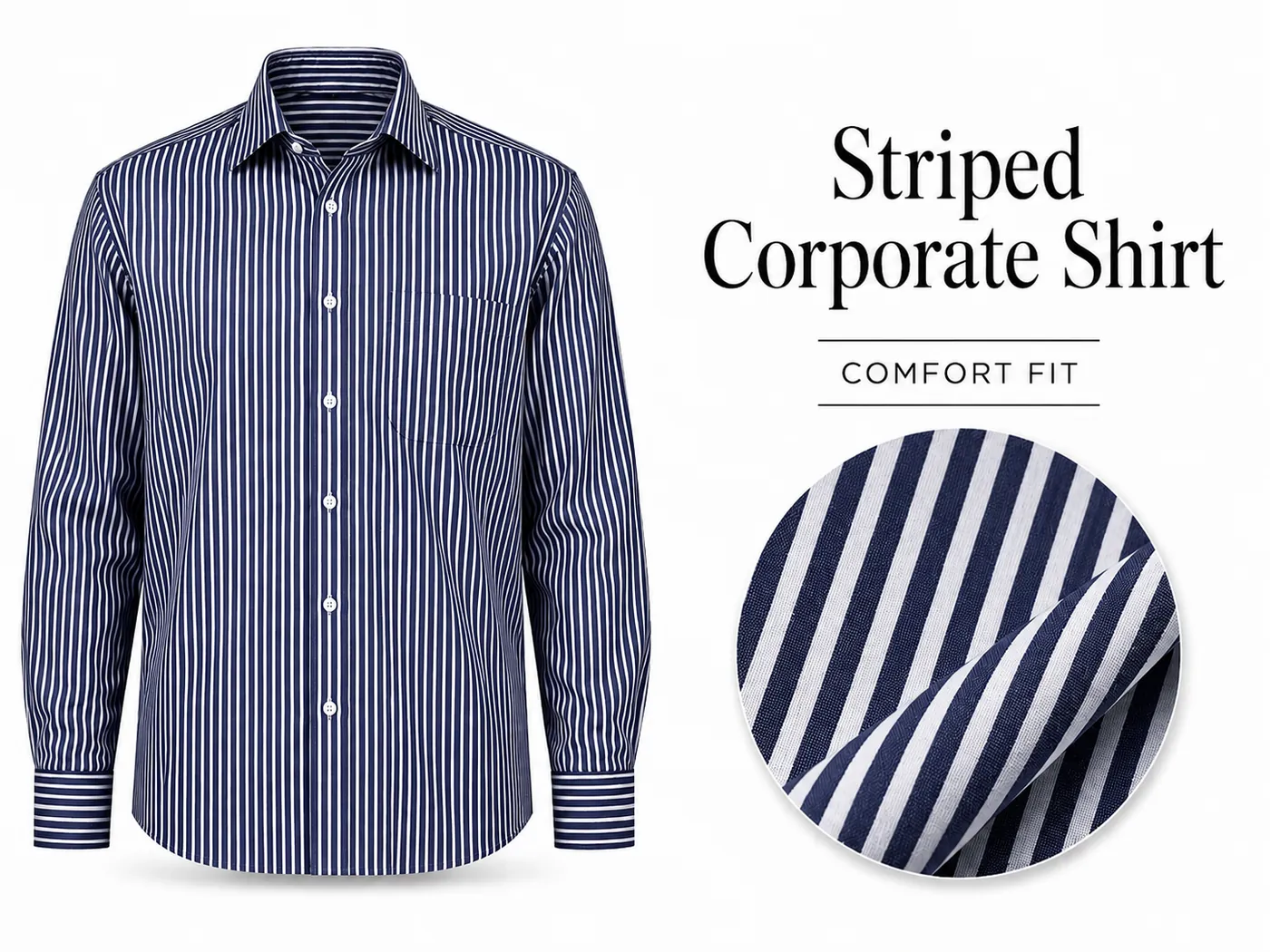 Striped corporate shirt for formal office uniforms and executive wear