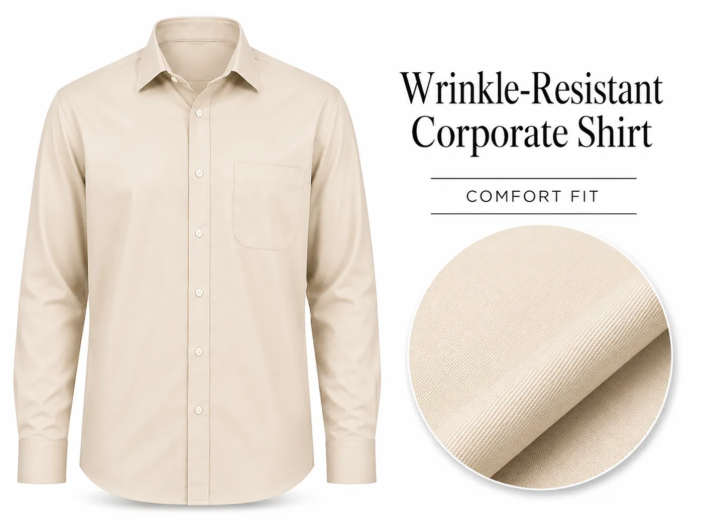 Wrinkle-resistant corporate shirt for office staff and business uniforms