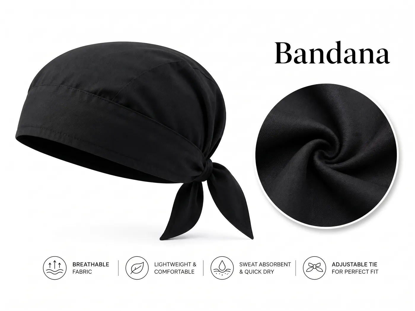Custom chef bandana for restaurant and kitchen staff in durable easy-care fabric